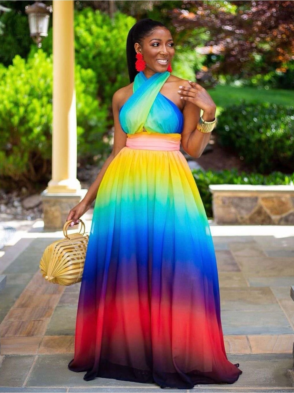 Rainbow Ombre Halter Maxi Dress NWOT 2XL - Picture 16 of 16